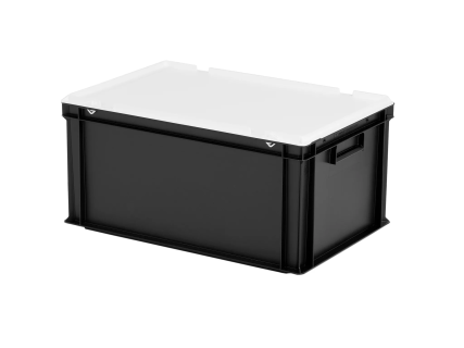 Combicolor stacking bin with lid - 600 x 400 x H 295 mm - black-white