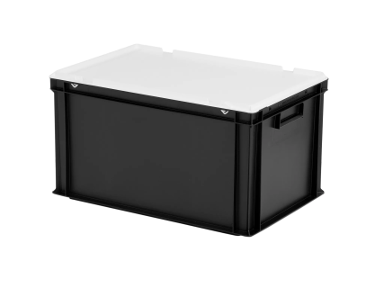 Combicolor stacking bin with lid - 600 x 400 x H 335 mm - black-white