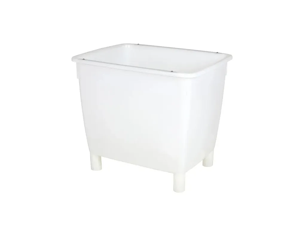 Transport bin 210 liter - 800 x 600 mm - nestable - on feet - stainless steel rim reinforcement - white