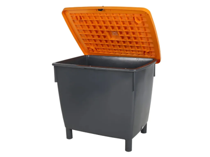 Conteneur Multi Purpose avec couvercle - 210 litres - sur pieds - avec renfort de bord - gris fonc&eacute;/orange