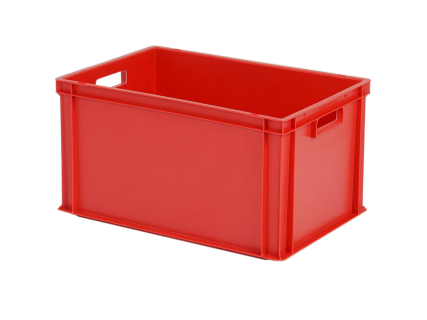 Stacking bin - 600 x 400 x H 320 mm - red - open handles