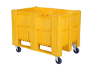 Fahrbare CB1-Palettenbox - 1200 x 800 mm - 4 Lenkrollen - Lauffl&auml;che aus Gummi - gelb