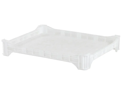 Bel&uuml;ftungskiste/Trockenkiste 800 x 600 x H 120 mm - vollst&auml;ndig perforiertes Lattenrostmodell - lebensmittelecht - wei&szlig;