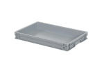 Stapelbeh&auml;lter - 600 x 400 x H 75 mm - geschlossene Handgriffe - glatter Boden - grau