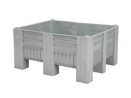 CB3 Low pallet box - 1200 x 1000 x H 580 mm - closed - 9 feet - grey