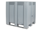 Palletbox BIG BOX - 1200 x 1000 x H 1200 mm - op 3 sledes - gesloten - grijs