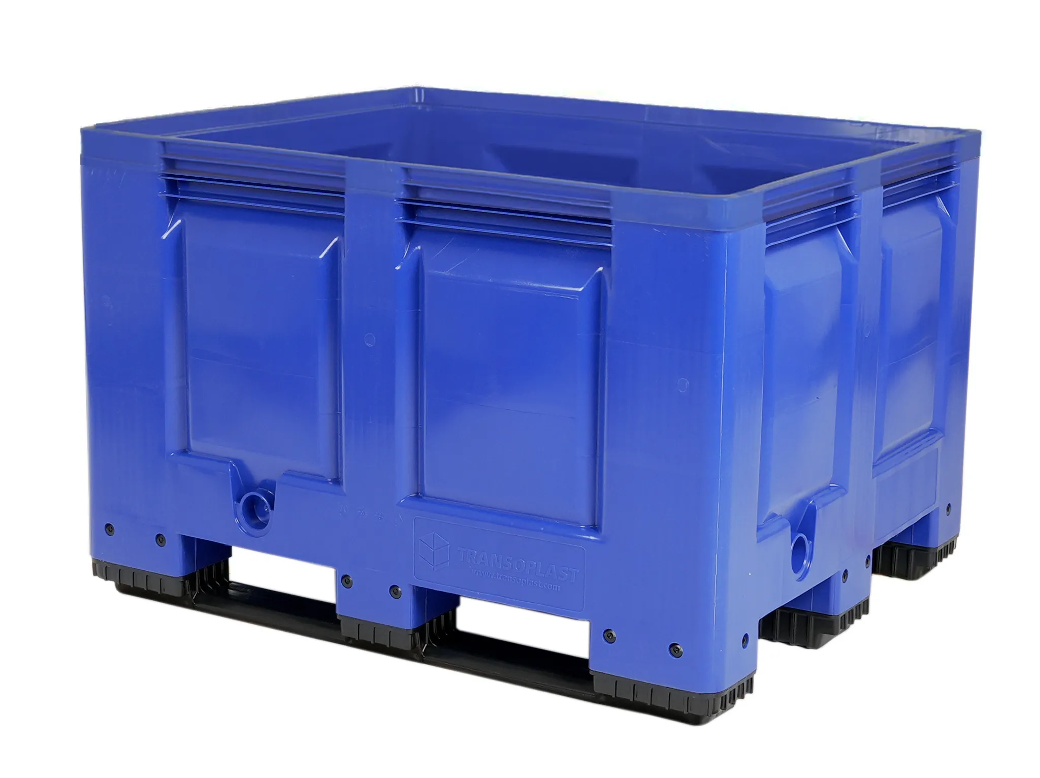 Pallet box BIG BOX - 1200 &times; 1000 mm - closed - 3 runners - blue