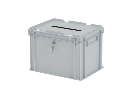 Stembus - met inwerpsleuf en slot - 400 x 300 x H 295 mm - grijs - gelijksluitend slot