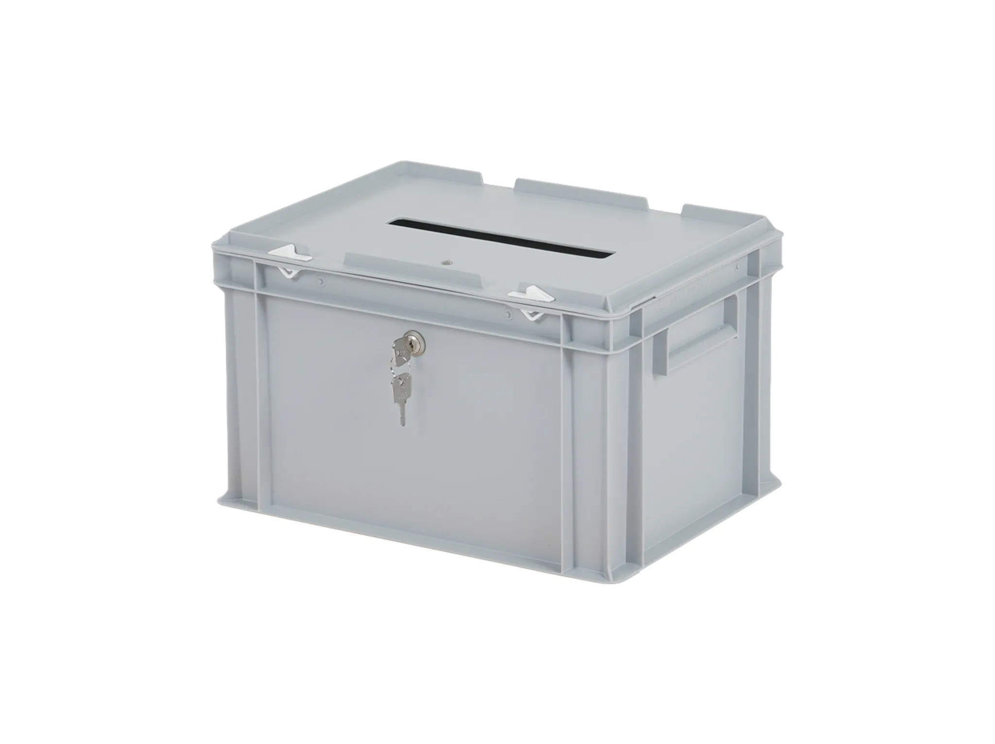 Ballot box - with insertion slot and lock - 400 x 300 x H 250 mm - grey - equal lock