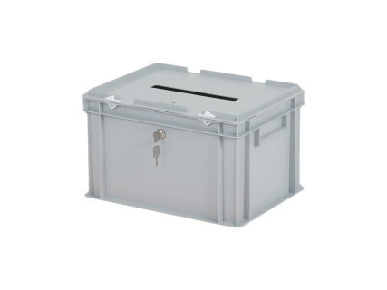 Ballot box - with insertion slot and lock - 400 x 300 x H 250 mm - grey - single lock
