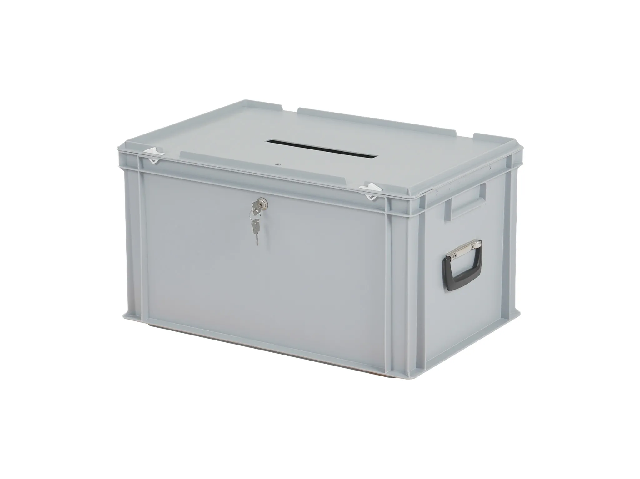 Ballot box - with insertion slot and lock - 600 x 400 x H 335 mm - grey - single lock