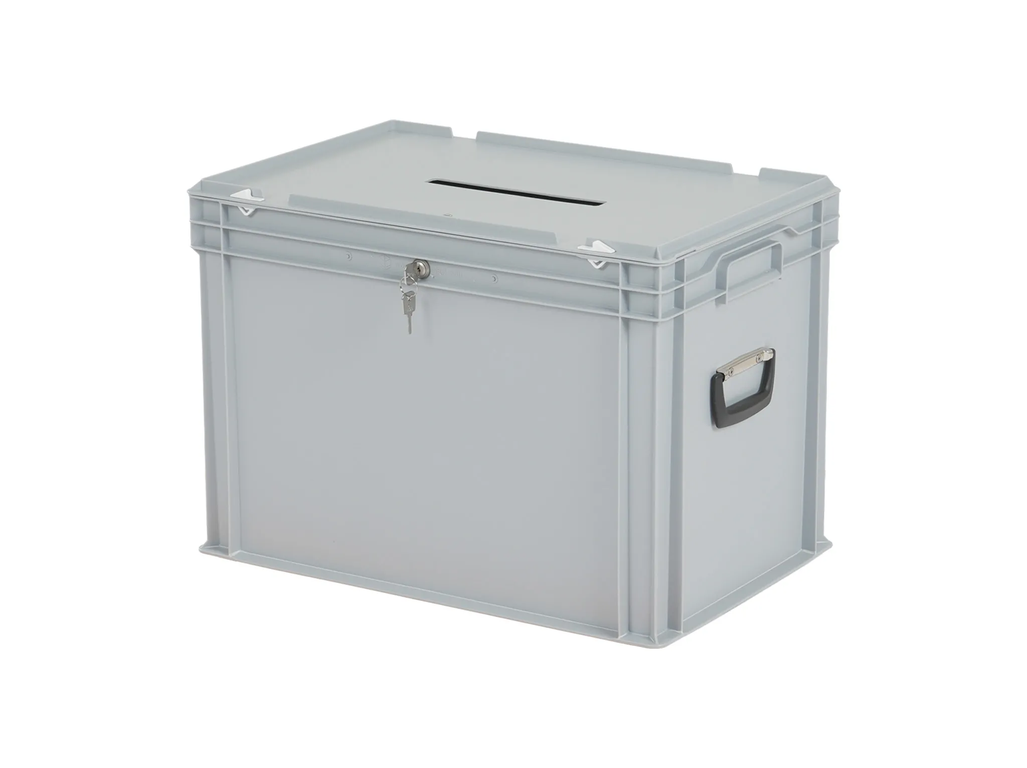 Ballot box - with insertion slot and lock - 600 x 400 x H 439 mm - grey - equal lock