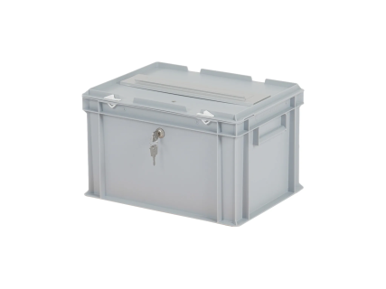 Urne &eacute;lectorale avec clapet de bo&icirc;te aux lettres et serrure - 400 x 300 x H 250 mm - gris - serrure &agrave; cl&eacute;s diff&eacute;rentes