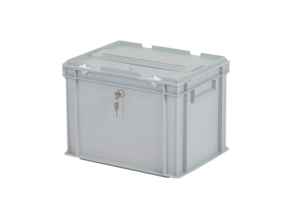 Urne &eacute;lectorale avec clapet de bo&icirc;te aux lettres et serrure - 400 x 300 x H 295 mm - gris - serrure &agrave; cl&eacute;s identiques