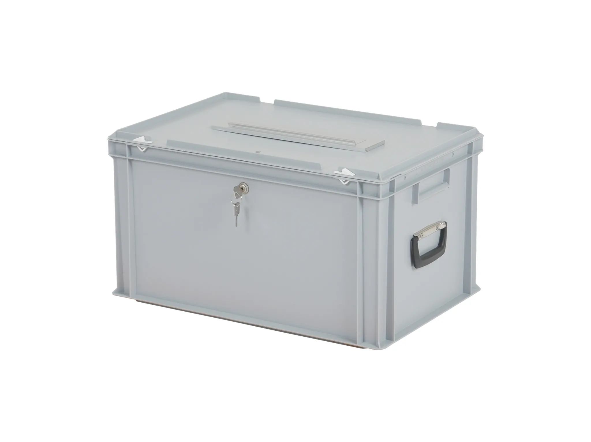 Ballot box with letterbox flap and lock - 600 x 400 x H 335 mm - grey - equal lock