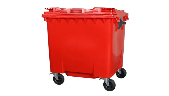 Red wheelie bins