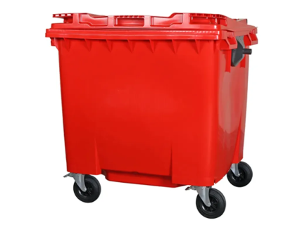 Red wheelie bins