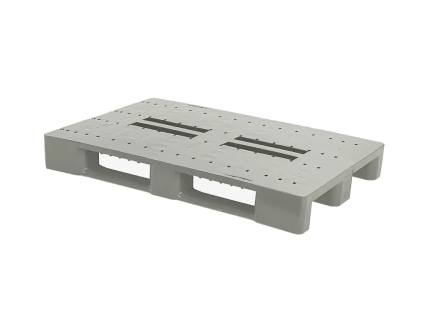Europallet CS1&nbsp; - 1200x800 mm - zonder randen - 3 palletsledes, open met versterkingsribben - lichtgrijs