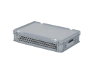 Dekselkrat LIGHT - 600 x 400 x H 145 mm - geheel geperforeerd - grijs