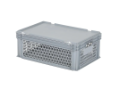 Dekselkrat LIGHT - 600 x 400 x H 235 mm - geheel geperforeerd - grijs