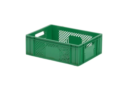 Caisse gerbable Euronorm RX - 400 x 300 x H 142 mm (fond renforc&eacute;) - vert