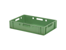 Stapelbak E1 - 600 x 400 x H 125 mm - geventileerde bovenrand - gladde bodem - groen
