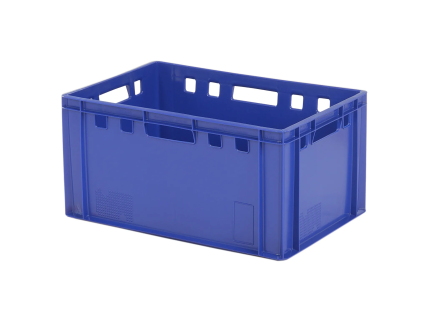 Stapelbeh&auml;lter E3 - 600 x 400 x H 300 mm - bel&uuml;fteter Oberrand - glatter Boden - blau