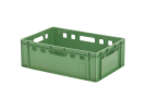 E2 stacking bin - 600 x 400 x H 200 mm - ventilated upper rim - smooth base - green