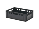 E2 stacking bin - 600 x 400 x H 200 mm - ventilated upper rim - smooth base - black