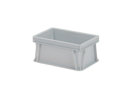 Bac gerbable - 300 x 200 x H 145 mm - poign&eacute;es ferm&eacute;es - fond lisse - gris