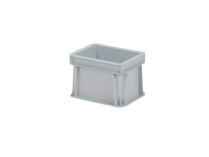 Bac gerbable - 200 x 150 x H 145 mm - poign&eacute;es ferm&eacute;es - fond lisse - gris
