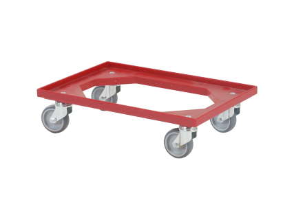 Transportroller - 600 x 400 mm - rot - verzinkte Gabeln - TPE-R&auml;der