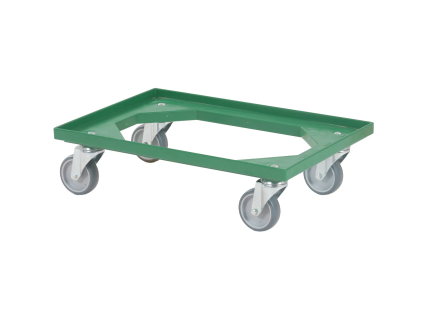 Transportroller - 600 x 400 mm - gr&uuml;n - verzinkte Gabeln - TPE-R&auml;der