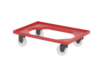 Plastic trolley (620 x 420 x 180) - nylon swivel castors and housings - red