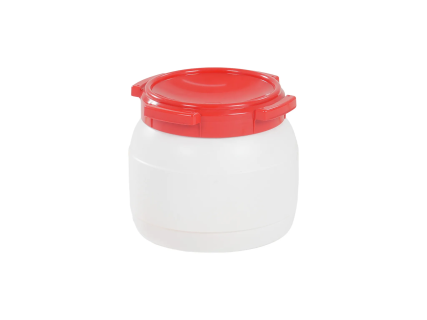 Weithalsfass - 10 Liter - &Oslash; 274 x H 238 mm - glatte Wand - wei&szlig; / rot
