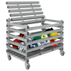Materiaalwagen van kunststof - met scharnierend deksel - 1200 x 700 x H 930 mm - verrijdbaar - grijs