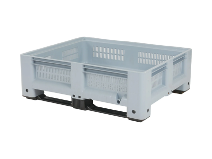 Palletbox - 1200 x 1000 x H 400 mm - 260 liter - geperforeerd - 2 sledes