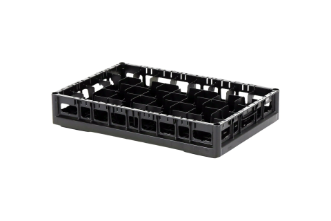 Vaatwaskorf Clixrack 600 x 400 mm zwart - glashoogte max. 72mm - met 5 x 8 vakverdeling - maximale &Oslash; glas 66 mm&nbsp;