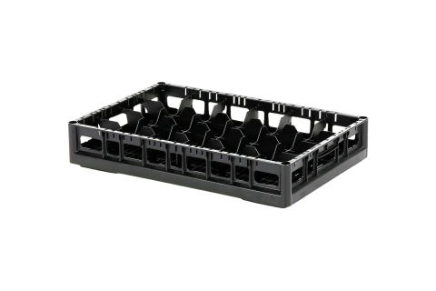 Vaatwaskorf Clixrack 600 x 400 mm zwart - glashoogte max. 72mm - met 4 x 6 vakverdeling - maximale &Oslash; glas 88mm&nbsp;