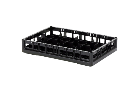 Vaatwaskorf Clixrack 600 x 400 mm zwart - glashoogte max. 72mm - met 2 x 4 vakverdeling - maximale &Oslash; glas 134mm&nbsp;