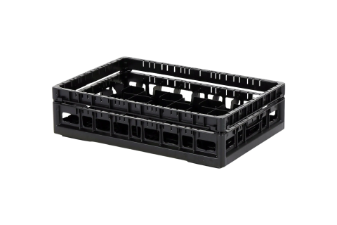 Vaatwaskorf Clixrack 600 x 400 mm zwart - glashoogte max. 115 mm - met 5 x 8 vakverdeling - maximale &Oslash; glas 66 mm&nbsp;