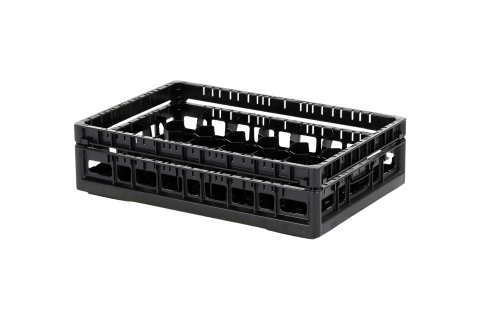Vaatwaskorf Clixrack 600 x 400 mm zwart - glashoogte max. 115 mm - met 33-vaks vakverdeling - maximale &Oslash; glas 77mm&nbsp;