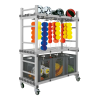 Materiaalwagen van kunststof - 1380 x 600 x H 1750 mm - combi uitvoering, voor diverse zwem- en sportattributen - grijs