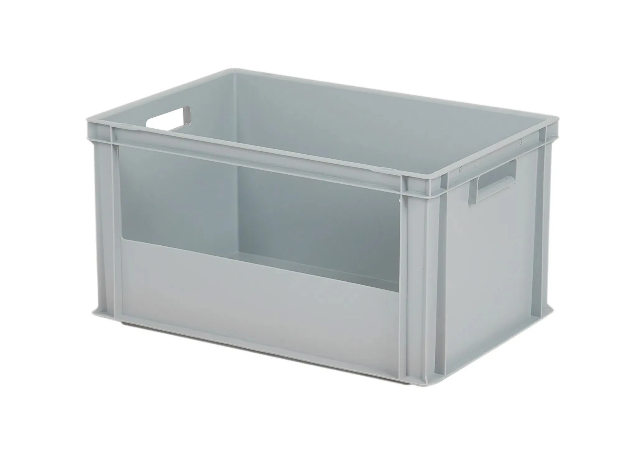 Magazijnbak type Euronorm - 600 x 400 x H 320 mm - gesloten - met grijpopening aan lange zijde - lichtgrijs