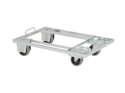 Broban transport trolley - 690 x 490 x H 180 mm - galvanised - 2 fixed castors and 2 swivel castors - rubber tread
