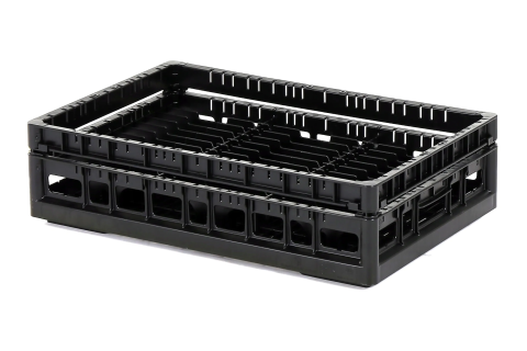 Schotelkorf Clixrack 600 x 400 mm zwart - diepte bord max. 28 mm - met 3 x 12 vakverdeling - maximale &Oslash; bord 115 mm&nbsp;