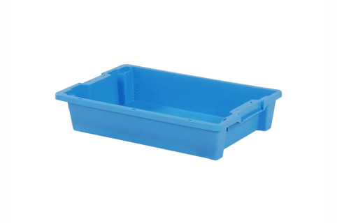 Stacking nestable bin Euronorm - 600 x 400 x H 120 mm - closed - blue