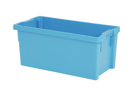 Stack-nestable bin / chafing dish bin - 800 x 400 x H 350 mm - smooth base - blue