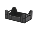 Stapelbak 600x400xH110/233mm gesl. 2 OH zwart foodgrade