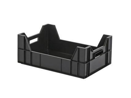 Stacking bin - 600 x 400 x H 110/233 mm - black (reinforced base)